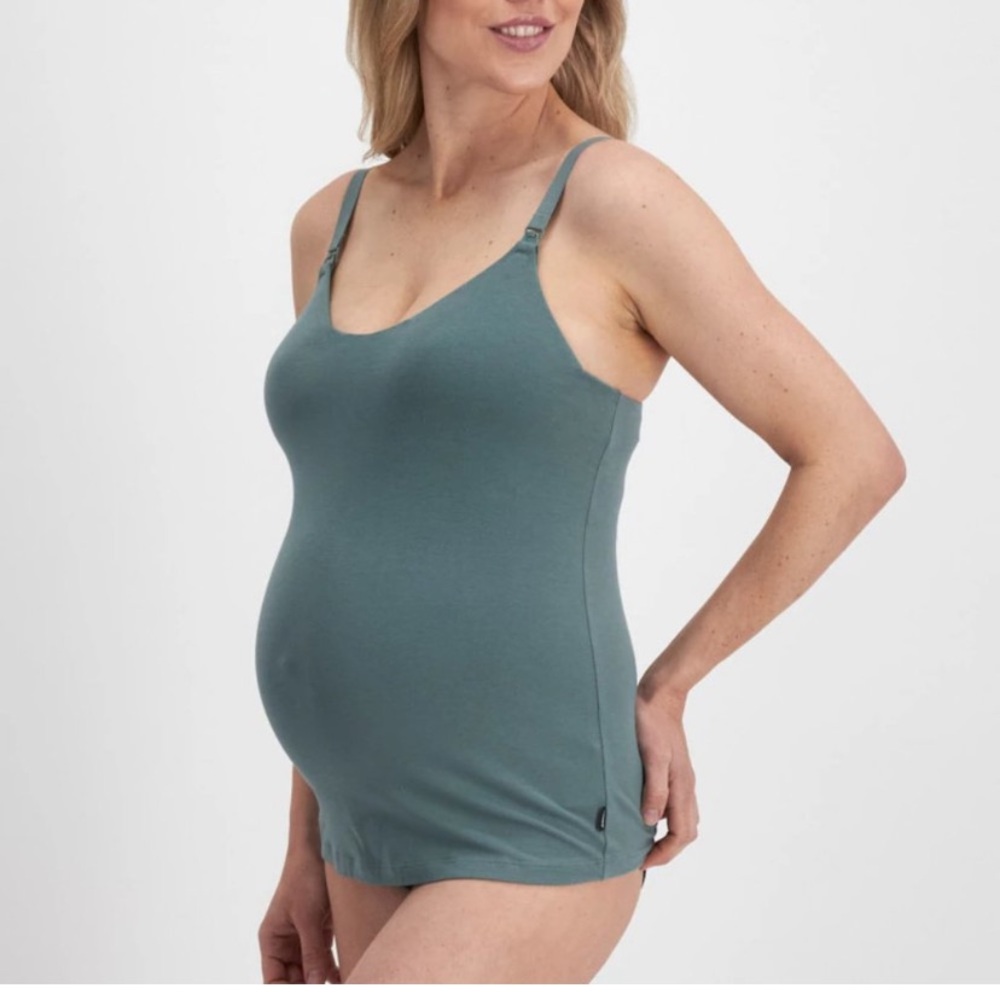 Bonds Light Green Blue Maternity Tank with contour padding